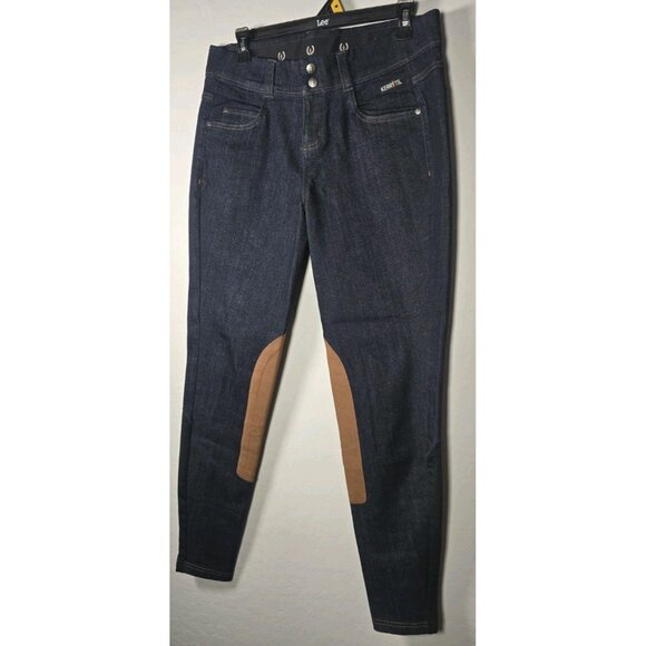 NWOT Kerrits Women’s Stretch Denim Knee Patch Breeches M Color-Bloc Riding Pants - Picture 2 of 16